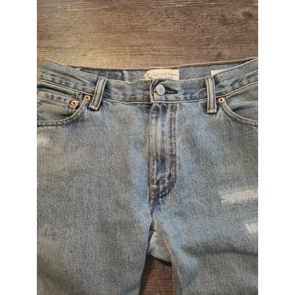 Nili Lotan Franki Patch Jeans Cropped Straight Leg Step Hem Sz 25 (V6 - Picture 8 of 9